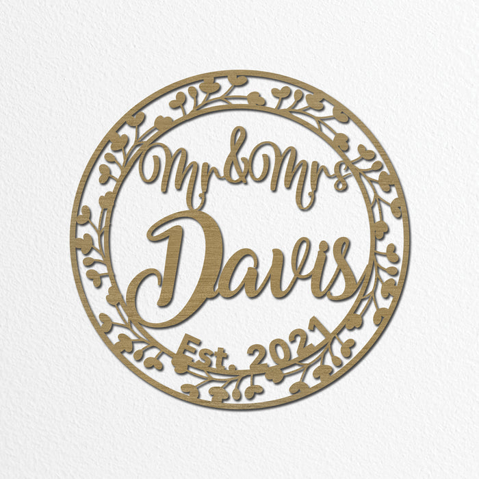 Wedding Sign - Last Name Mr. & Mrs. Sign
