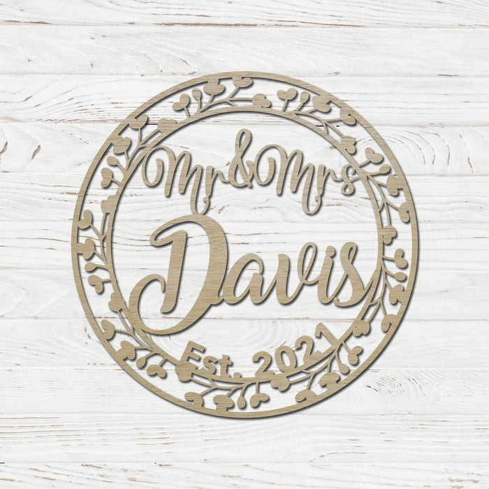 Wedding Sign - Last Name Mr. & Mrs. Sign