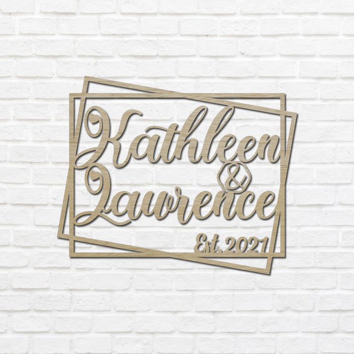 Wedding Sign - Couples Names and date Sign with Script Text