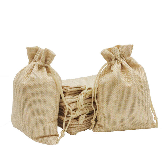 50Pcs Small Drawstring Pouch Bags Burlap Jute Hessian Wedding Favor Gift Cand