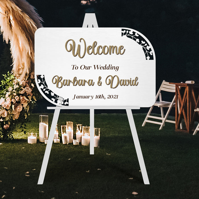 Welcome Sign - Minimalist Nature 3D Couple's Name Cut Out and Engraving