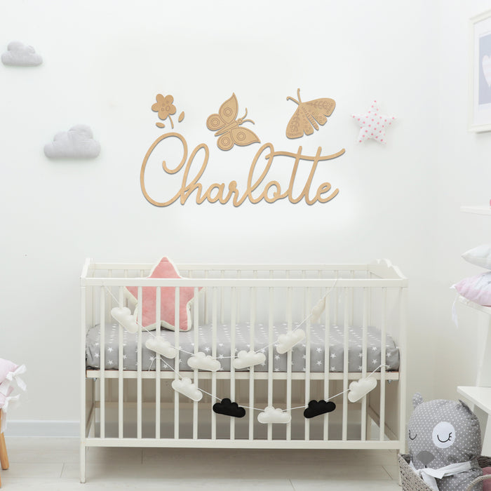 Nursery Name Sign - Butterfly Dream - Kids and Baby Names Nursery Wall Decor