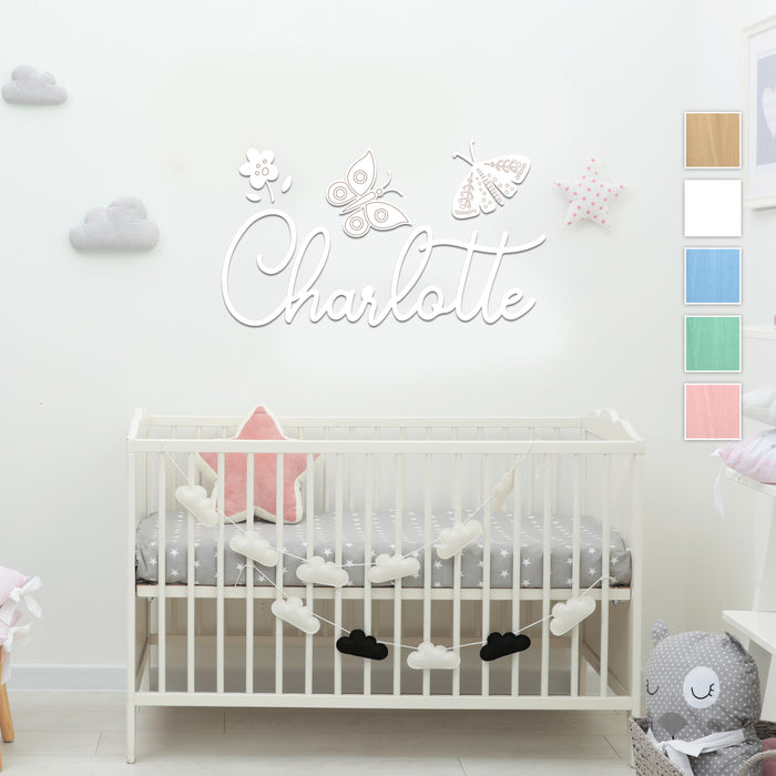 Nursery Name Sign - Butterfly Dream - Kids and Baby Names Nursery Wall Decor