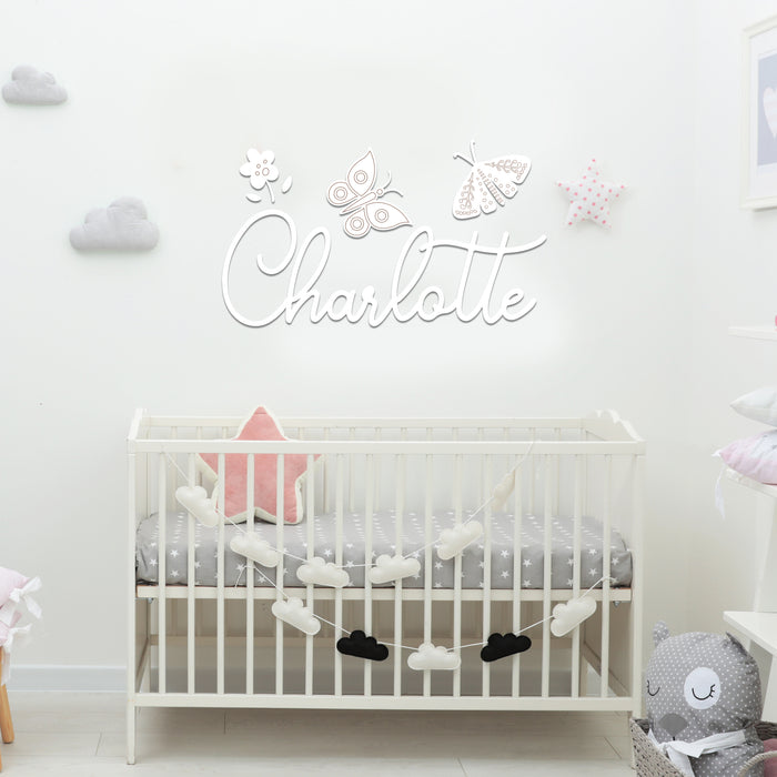 Nursery Name Sign - Butterfly Dream - Kids and Baby Names Nursery Wall Decor