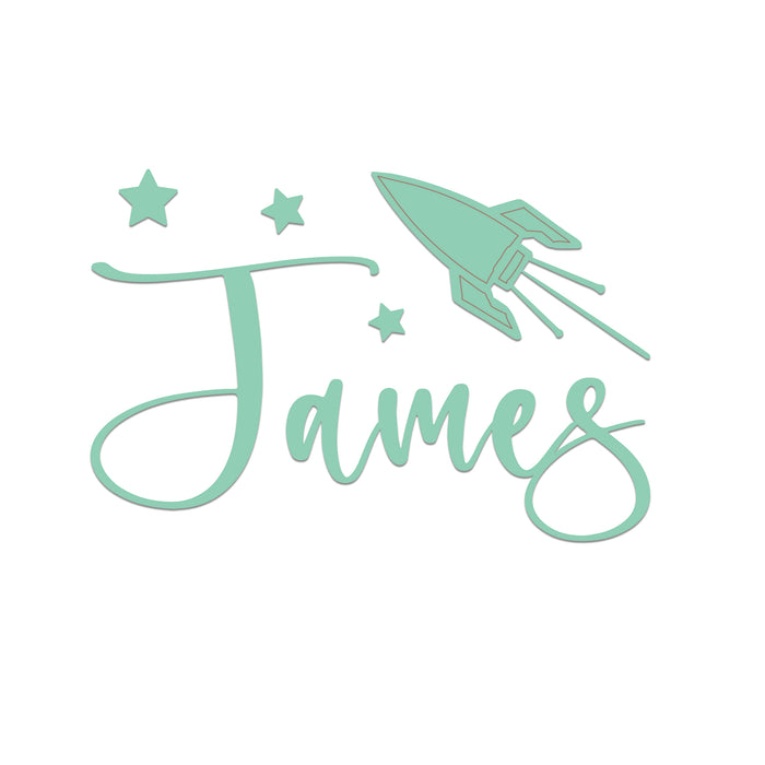Nursery Name Sign - Lets Rocket to the Moon - Kids and Baby Names Nursery Wall Decor
