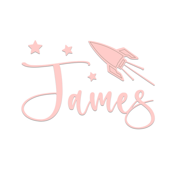 Nursery Name Sign - Lets Rocket to the Moon - Kids and Baby Names Nursery Wall Decor
