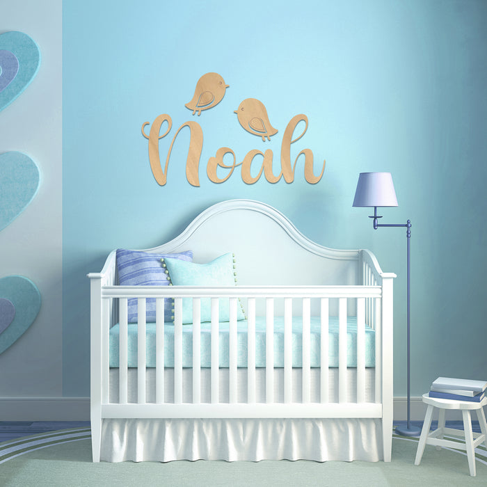 Nursery Name Sign - Birdie Birdie - Kids and Baby Names Nursery Wall Decor
