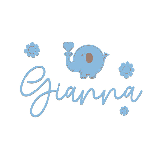 Nursery Name Sign - Baby Elephant - Kids and Baby Names Nursery Wall Decor
