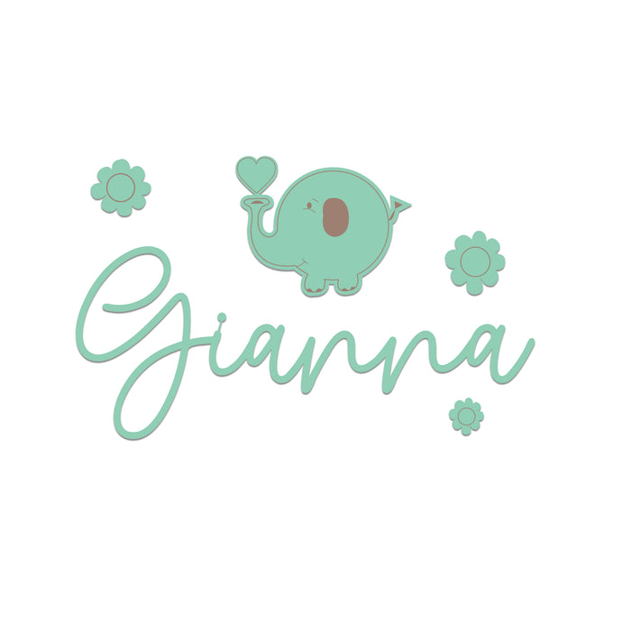 Nursery Name Sign - Baby Elephant - Kids and Baby Names Nursery Wall Decor