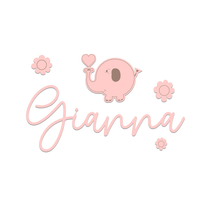 Nursery Name Sign - Baby Elephant - Kids and Baby Names Nursery Wall Decor