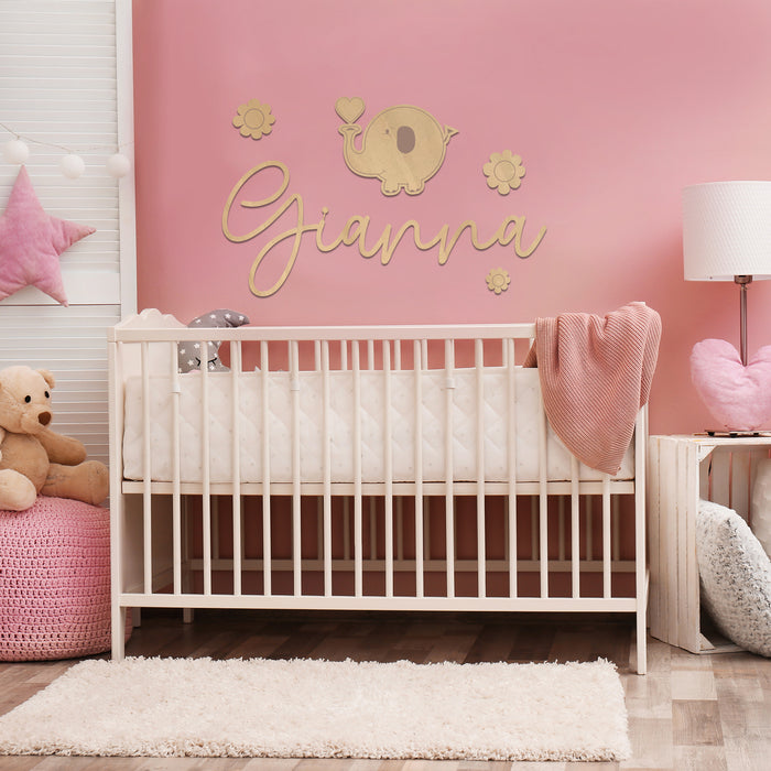 Nursery Name Sign - Baby Elephant - Kids and Baby Names Nursery Wall Decor