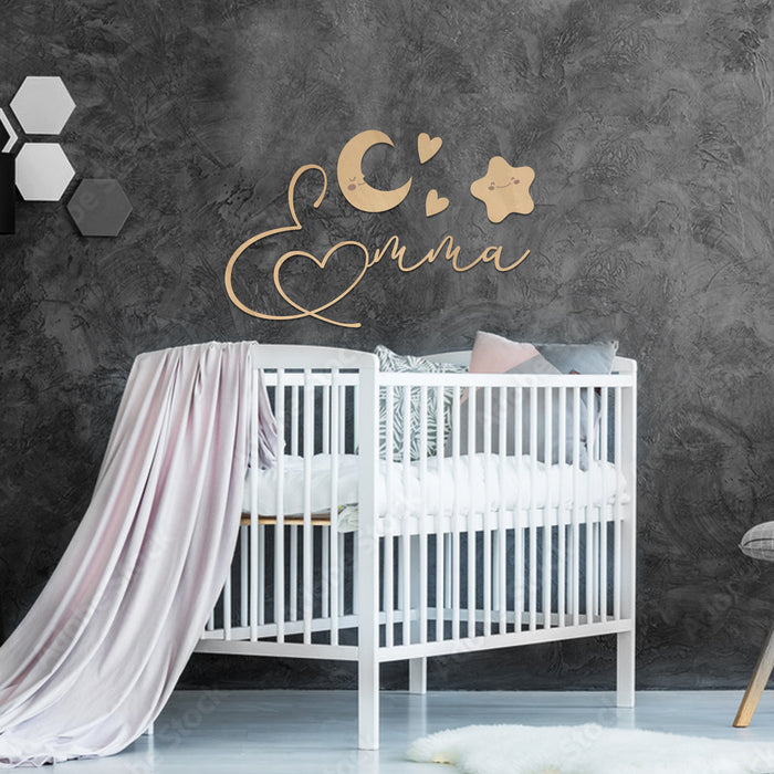 Nursery Name Sign - To the Moon and Stars - Kids and Baby Names Nursery Wall Decor