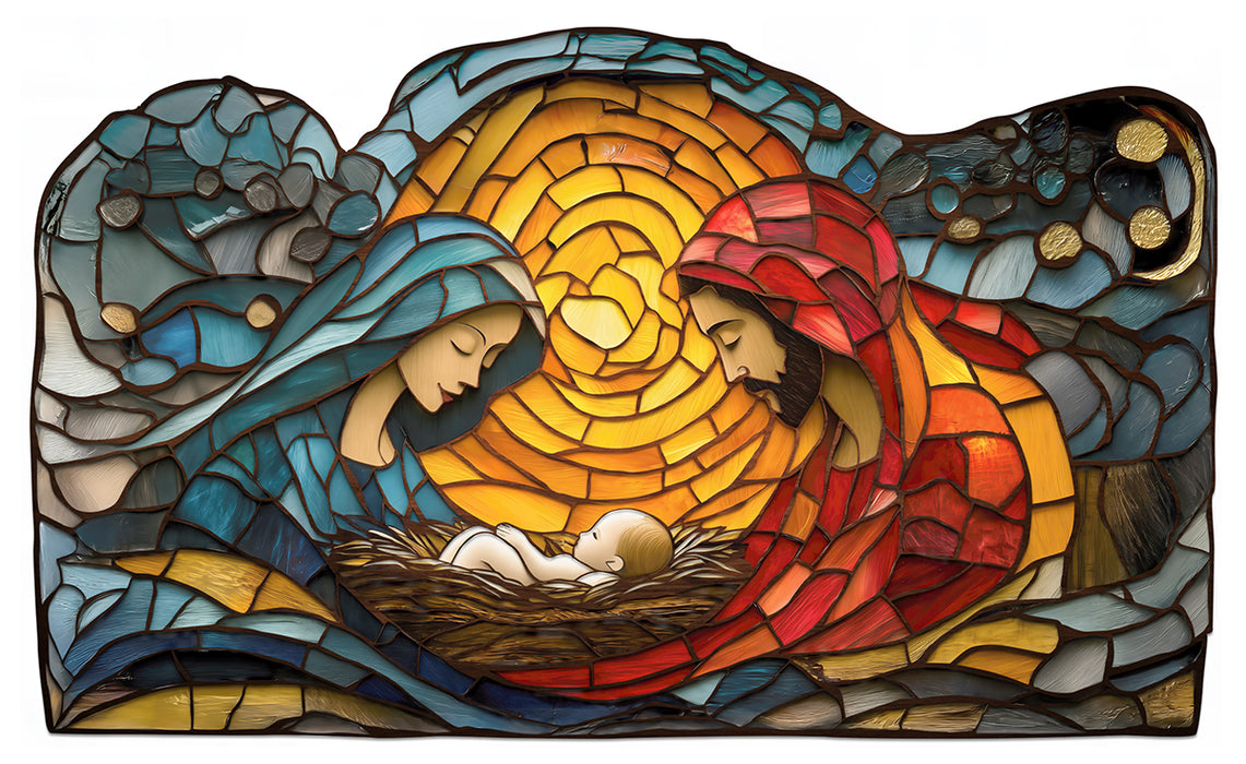 Adoration at the Manger - "The Holy Family" – Nativity Scene Wood & Canvas Wall Art