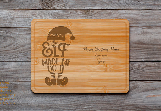 Merry Christmas (Design 1) Small Bamboo Laser Etched Cutting Board