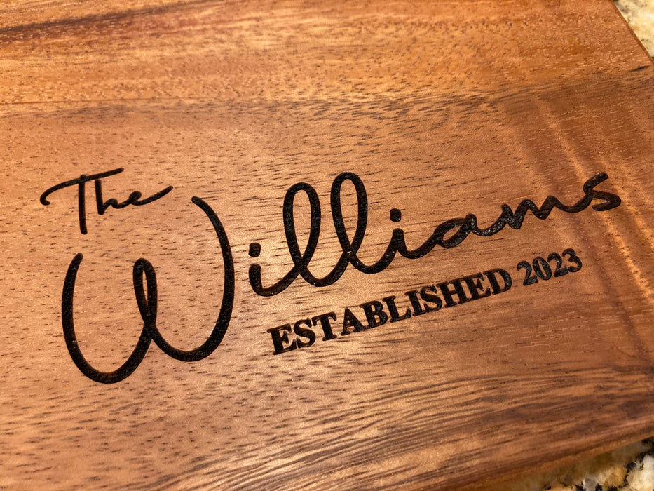 Personalized Cutting Board for Wedding or Closing Gift - Custom Charcuterie Boards - Housewarming Gift - Engraved Engagement Present