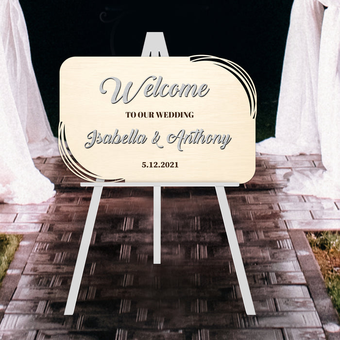 Welcome Sign - Tangled Lines with Couple's Name Raised, Cutout and Engraved Text