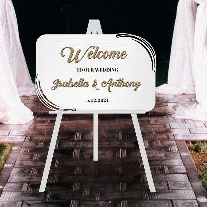 Welcome Sign - Tangled Lines with Couple's Name Raised, Cutout and Engraved Text